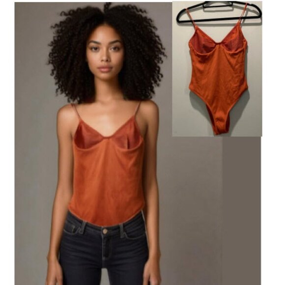 Topshop Orange Bodysuit Size 8 - Picture 1 of 11